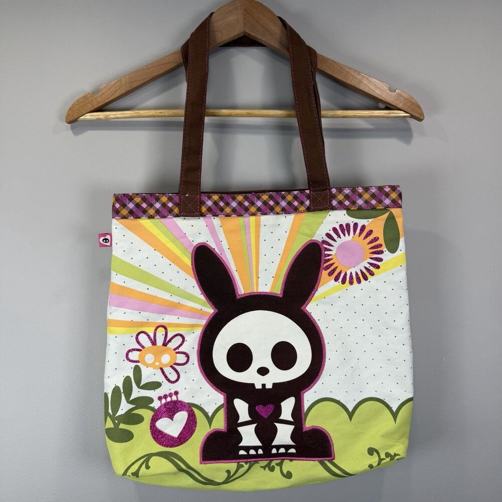 Vintage Skelanimals Jack The Rabbit Y2K Emo Goth Canvas Tote Bag